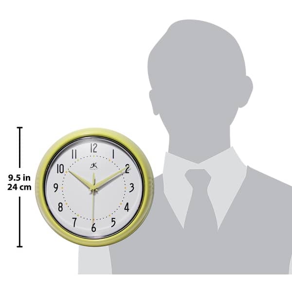 dimension image slide 21 of 29, Infinity Instruments Round Retro Kitchen Wall Clock by Infinity Instruments