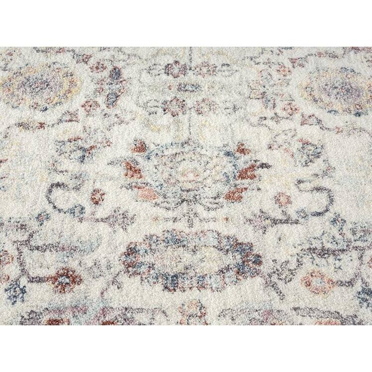 Jinnie Cream and Purple Multi-Color Distressed Rug