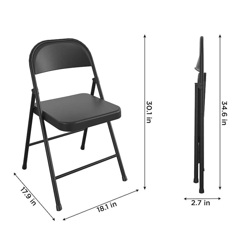 COSCO SmartFold All-Steel Folding Chair, 4-Pack