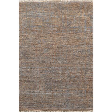 Hand Knotted Blue,Tan Tibetan Wool Transitional Oriental Area Rug - 2' x 3'
