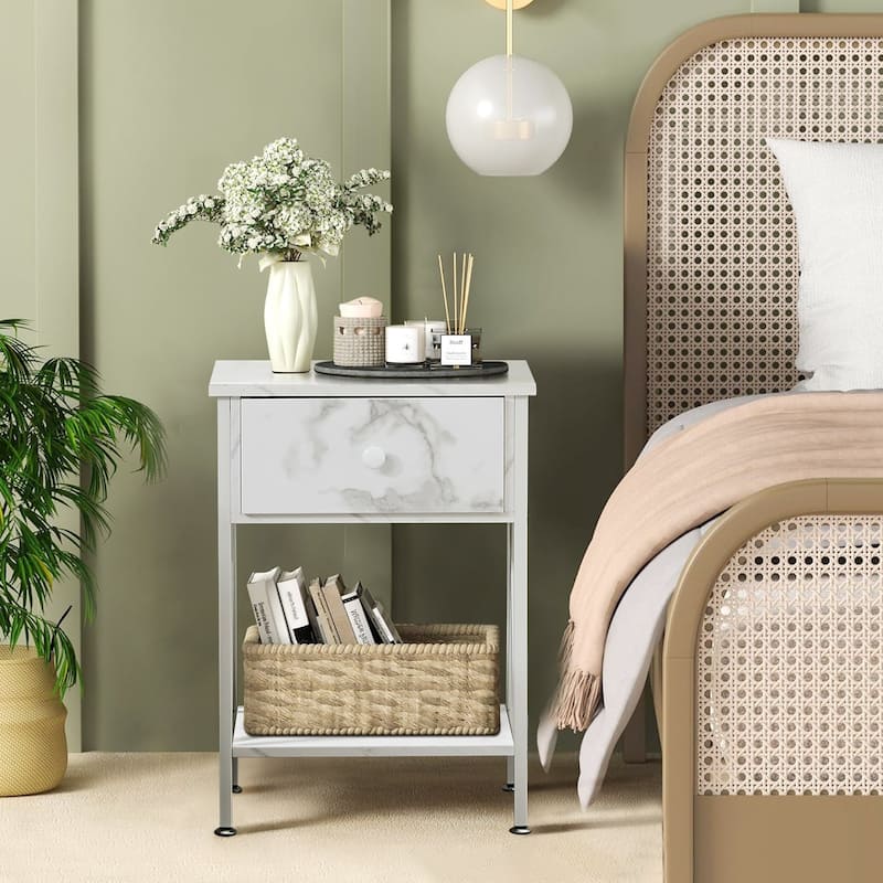 Javlergo 3-Pieces White Bedroom Set with Platform Bed Frame and 2 Nightstands