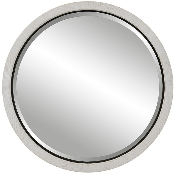 slide 1 of 1, Uttermost 09860 Granada 37-1/2" Diameter Circular Framed Bathroom Whitewash