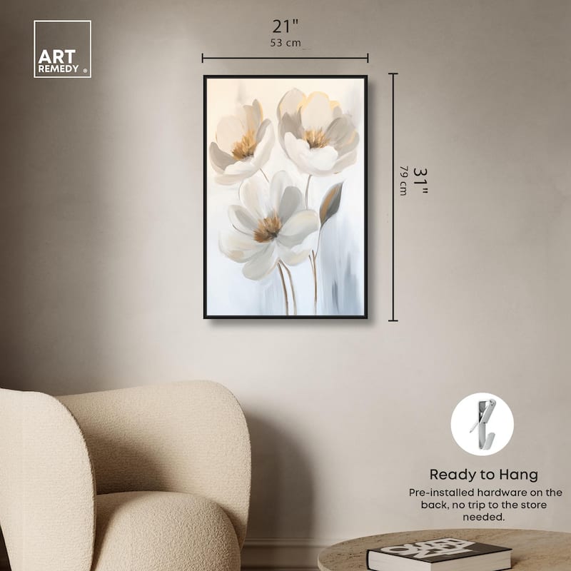 Silvered Flora I Canvas by Art Remedy