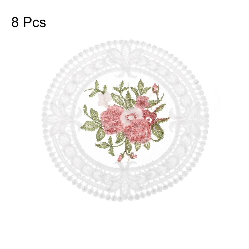 Fabric Coasters, 4.7" Polyester Round Lace Embroidery Cup Mat