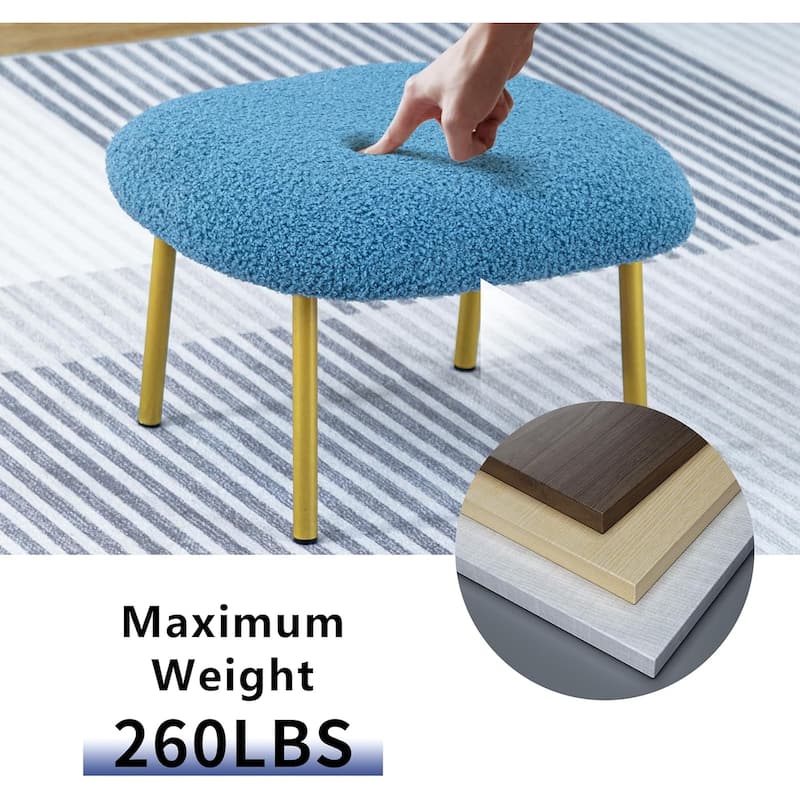 XINMICS Round Boucle Upholstered accent chair ottoman