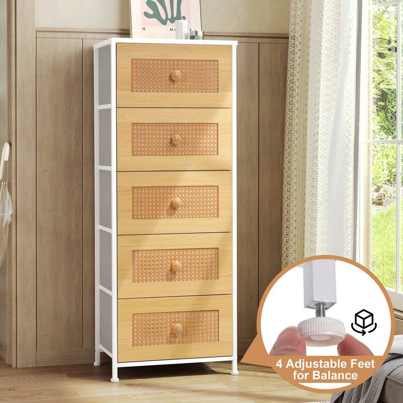 Home Bedroom Furniture 5-drawer Chest Vertical Storage Tower - Fabric Dresser