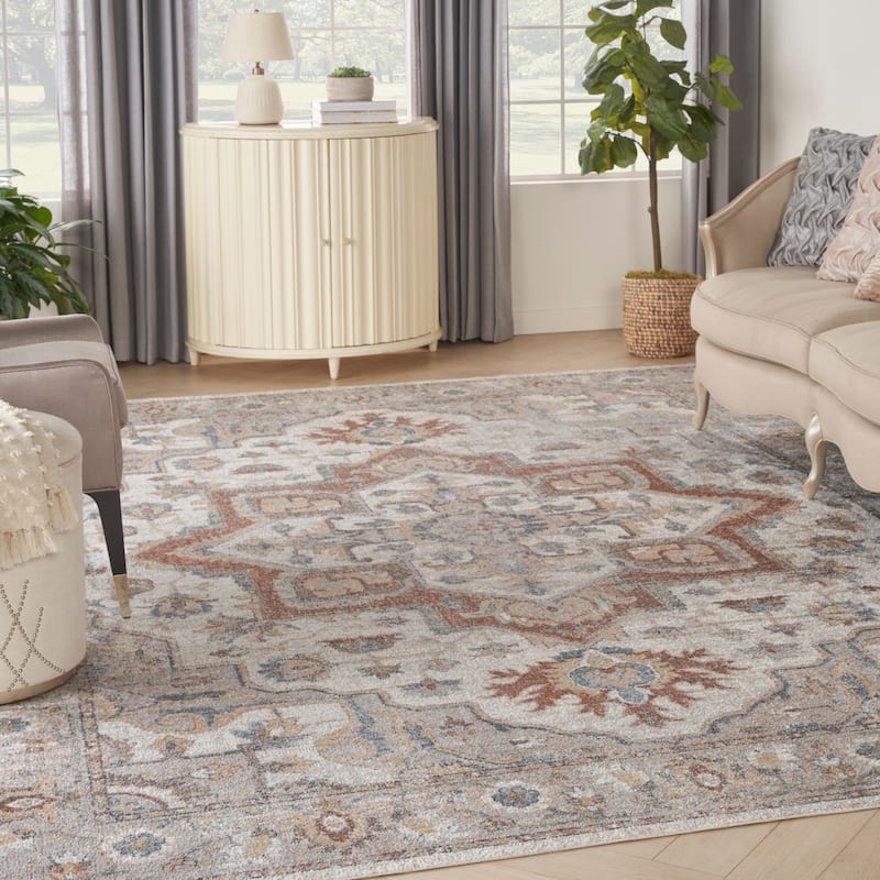 Nourison Astra Machine Washable Distressed Area Rug - 9' x 12' - Gray/Multi