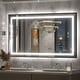 preview thumbnail 109 of 156, UL Certified Black Metal Framed LED Front Light and Backlit Anti-Fog Wall Bathroom/ Vanity Mirror 48" x 28"-Square Corner - Black