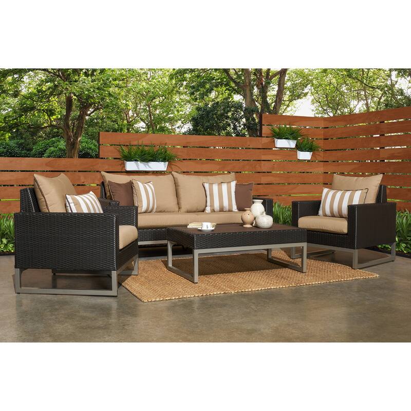 Milo Espresso 4 Piece Sunbrella Outdoor Patio Seating Set