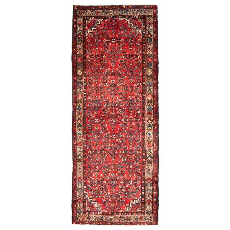 ECARPETGALLERY Hand-knotted Andelz Red Wool Rug - 3'11 x 9'11 - Red - 3'11 x 9'11
