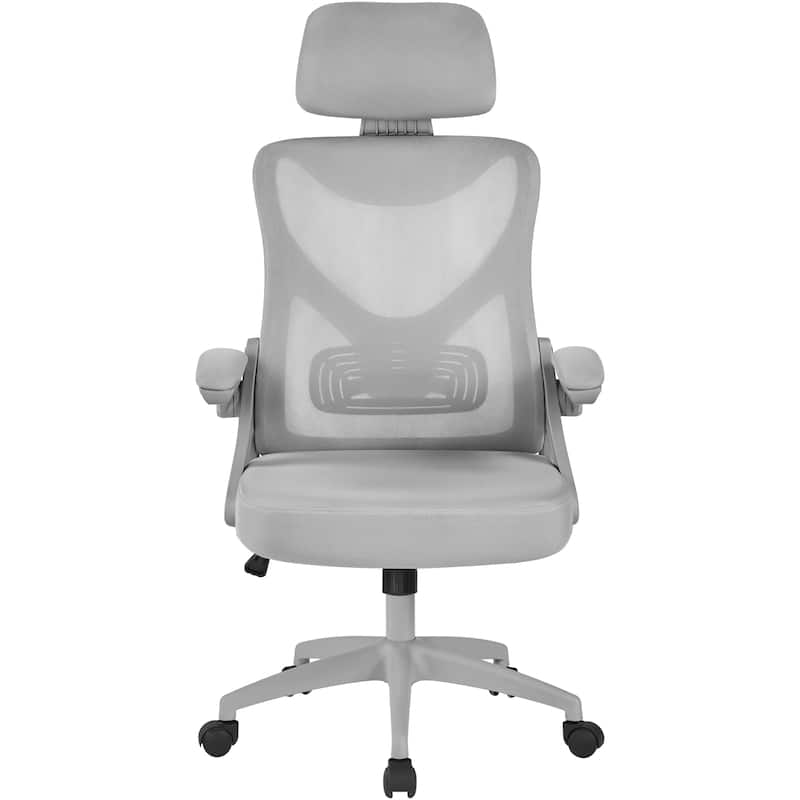 Yaheetech High Back Mesh Office Chair with Flip-up Armrest Ergonomic Desk Chair - N/A - Full Gray