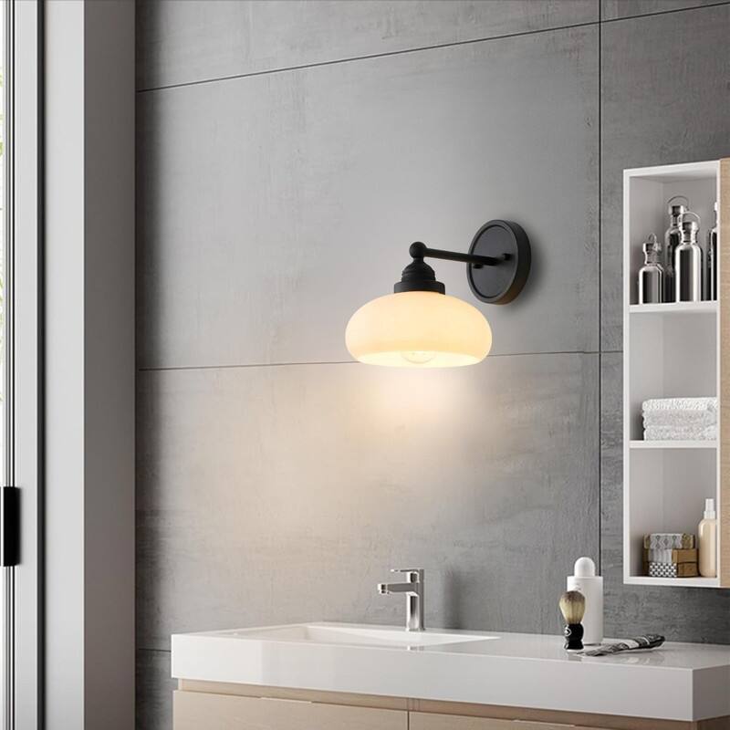 1 Light wall sconces black wall with lights glass, metal wall lighting