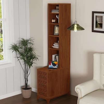Corner End Table, Drawers & Shelves
