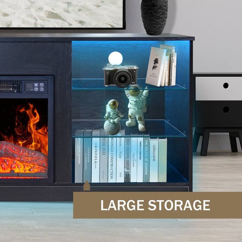 Modern Fireplace TV Stand with 18 Inch Electric Fireplace Heater