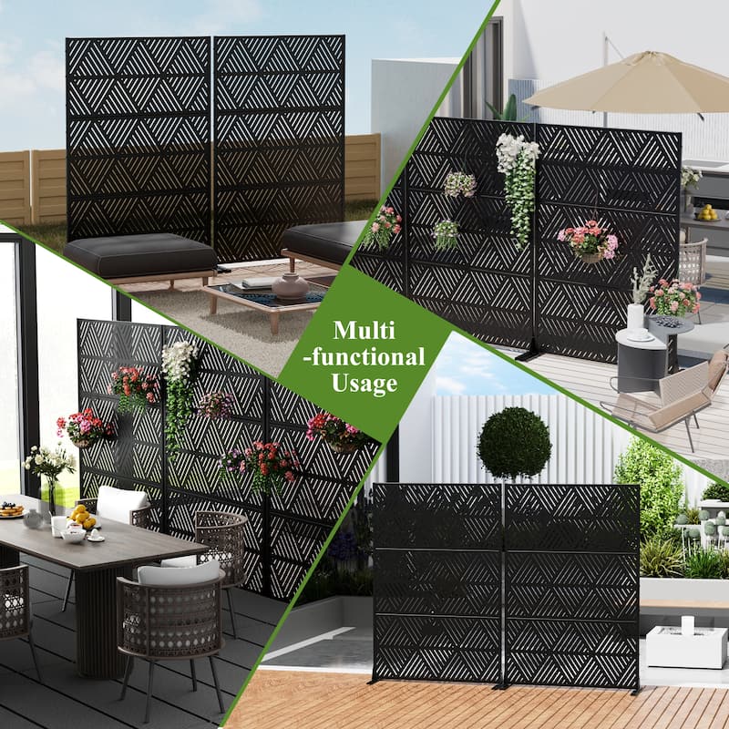 Dovelina 6ft.Outdoor Freestanding Metal Privacy Screen Decorative Garden Fence - 72"x47"