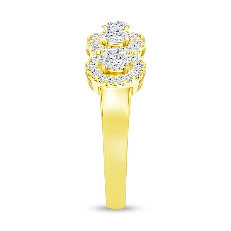 IGI Certified 1ct TDW Diamond Halo Ring in 14K Yellow Gold for Women
