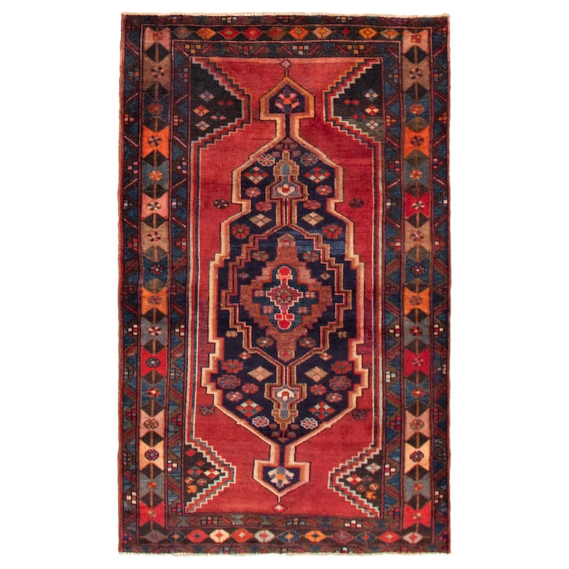 ECARPETGALLERY Hand-knotted Konya Anatolian Red Wool Rug - 4'4 x 7'1 - Dark Red - 4'4 x 7'1