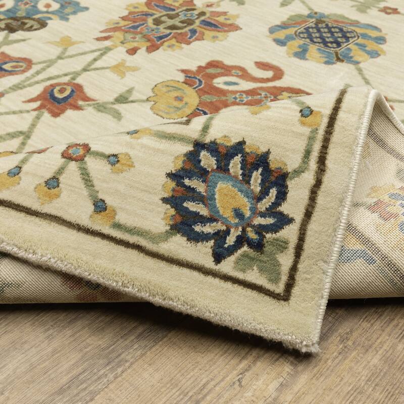Style Haven Federica Floral Oriental Fringe Edge Area Rug