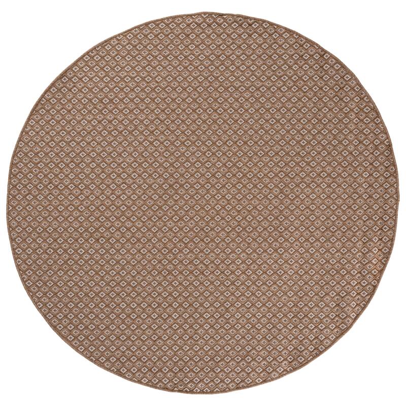 SAFAVIEH Sisal Performance Dominique Washable Indoor/Outdoor Rug - Weather Resistant & Easy Cleaning - 6'7" Round - Natural/Ivory