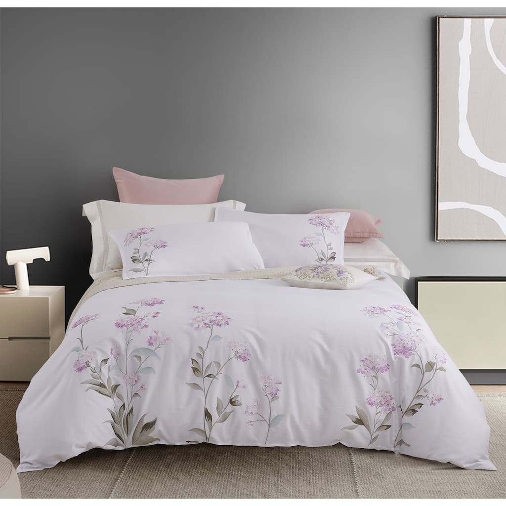 Broderie ensemble housse de couette Collection Hydrangea Embroidery Duvet Set Pink