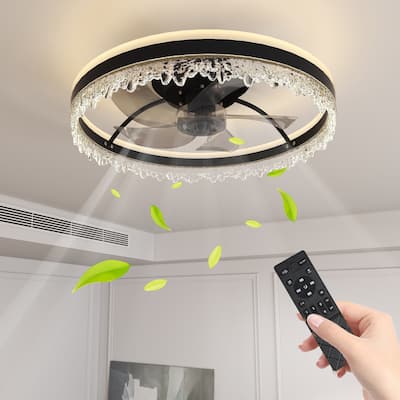 20" Black Smart Ceiling Fan Light with Silent Function