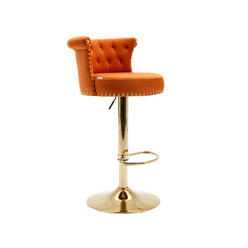 Swivel Bar Stools Set of 2 Adjustable Counter Height Chairs - Orange