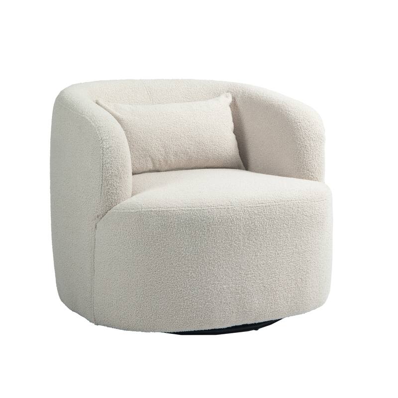 Set of 2 Single Accent Chair Teddy Swivel Barrel Chairs