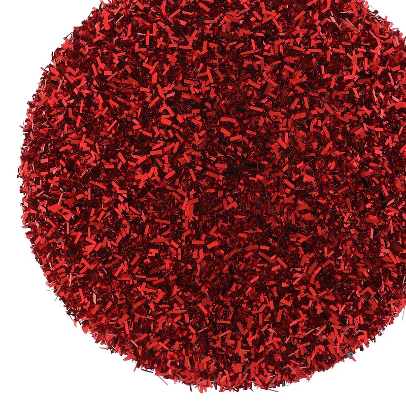 100mm Shatterproof Plastic Tinsel Ball Ornament Set of 2