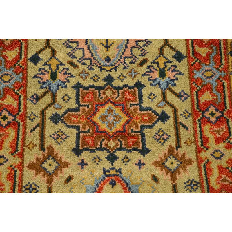 Hand Knotted Oriental 100% Wool Carpet Transitional All-Over Yellow & Gold Oushak Runner Rug - 7' 11'' X 2' 7''
