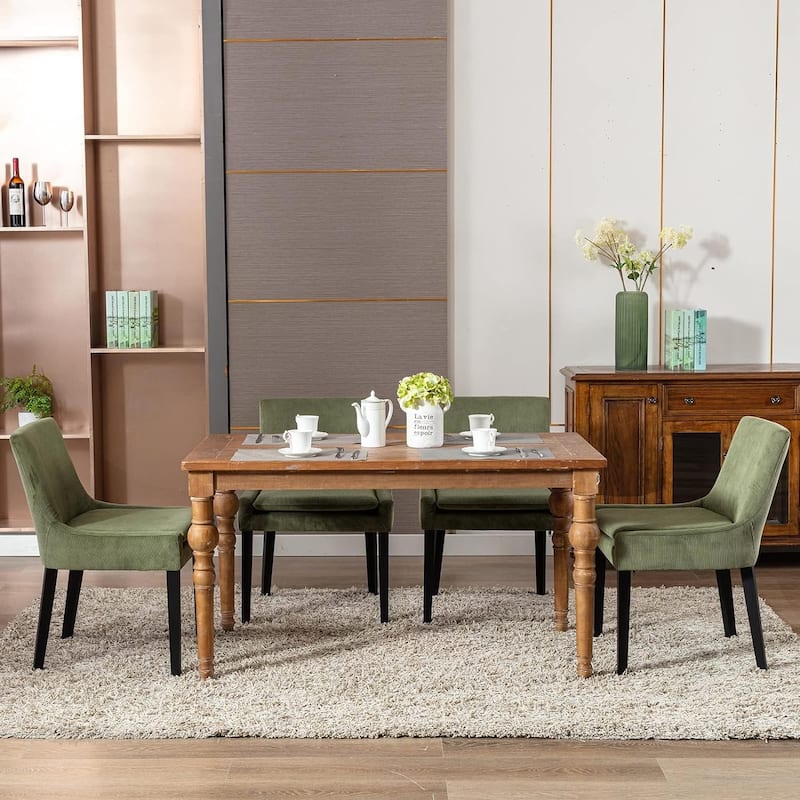 Upholstered Corduroy Accent Side Leisure Chairs with Soild Wood Legs