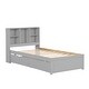 preview thumbnail 7 of 8, Twin Size Wooden Platform Bed Frame With Bookcase Headboard and 2 Drawers