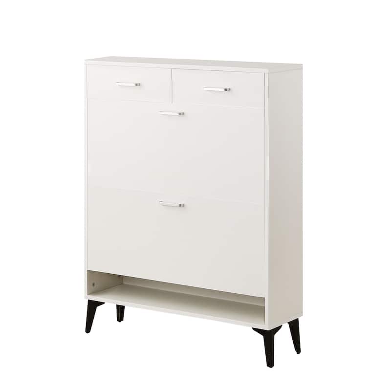 Free Standing Shoe Cabinet with 2 Flip Drawers & 2 Drawer