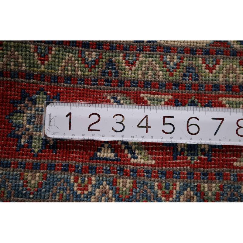 Kazak Accent Rug Handmade Geometric Beige Wool Carpet - 3'5" x 5'0"