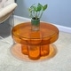 Modern Artistic Flower Glass Round Coffee Table Side Table - Bed Bath ...