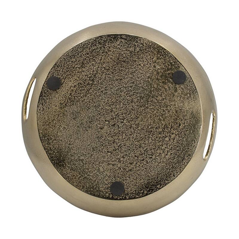 15 Inch Round Decorative Platter Tray, Sloped Rim, Texture Brass Gold