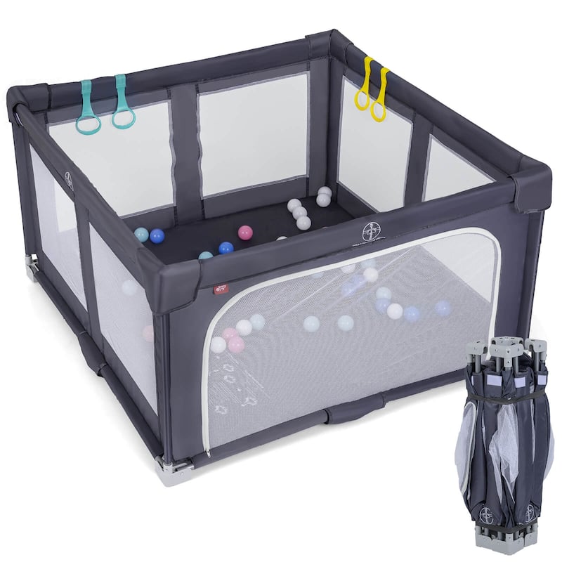 Honeyjoy Large Baby Playpen 50" x 50"/59" x 59" with Zipper Gate 50