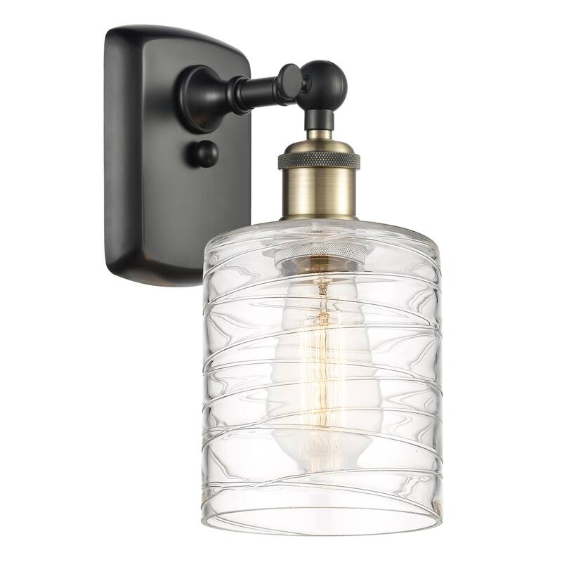 Innovations Lighting 516-1W-9-5 Cobbleskill Sconce Cobbleskill 9" Tall - Black Antique Brass / Deco Swirl