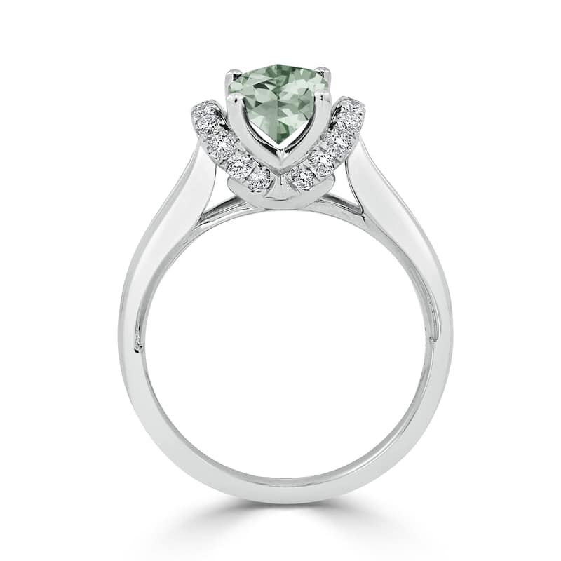 Auriya 1ct Modern Cushion-cut Green Amethyst and Diamond Engagement Ring 1/4ctw 14k Gold