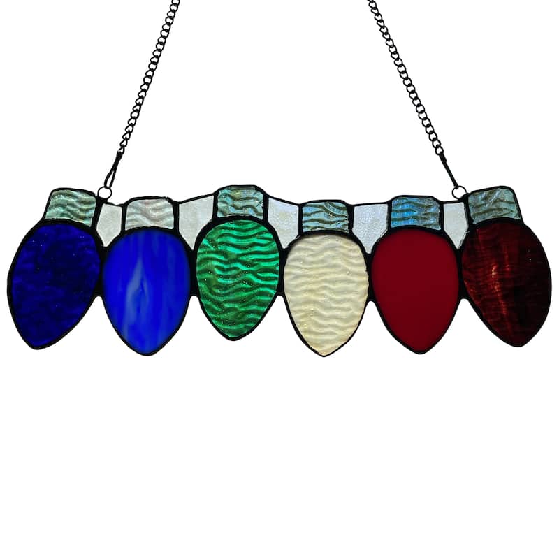 River of Goods Old-Fashioned Holiday Lights River of Goods Stained Glass Window Panel - 12" x 0.25" x 4"