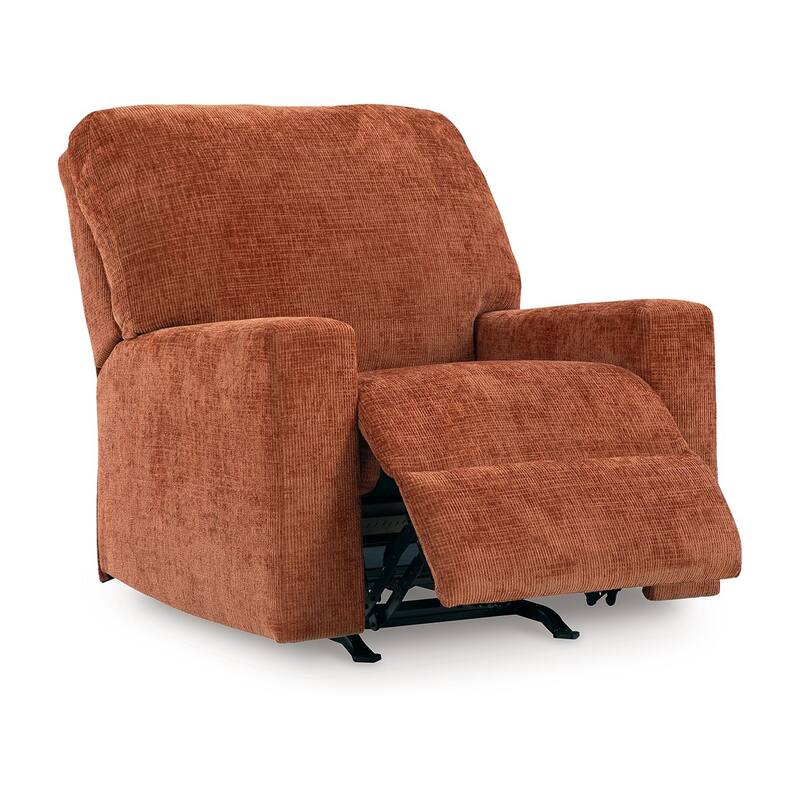 Avie Rocker Recliner Chair, Gentle Motion, Burnt Orange Polyester