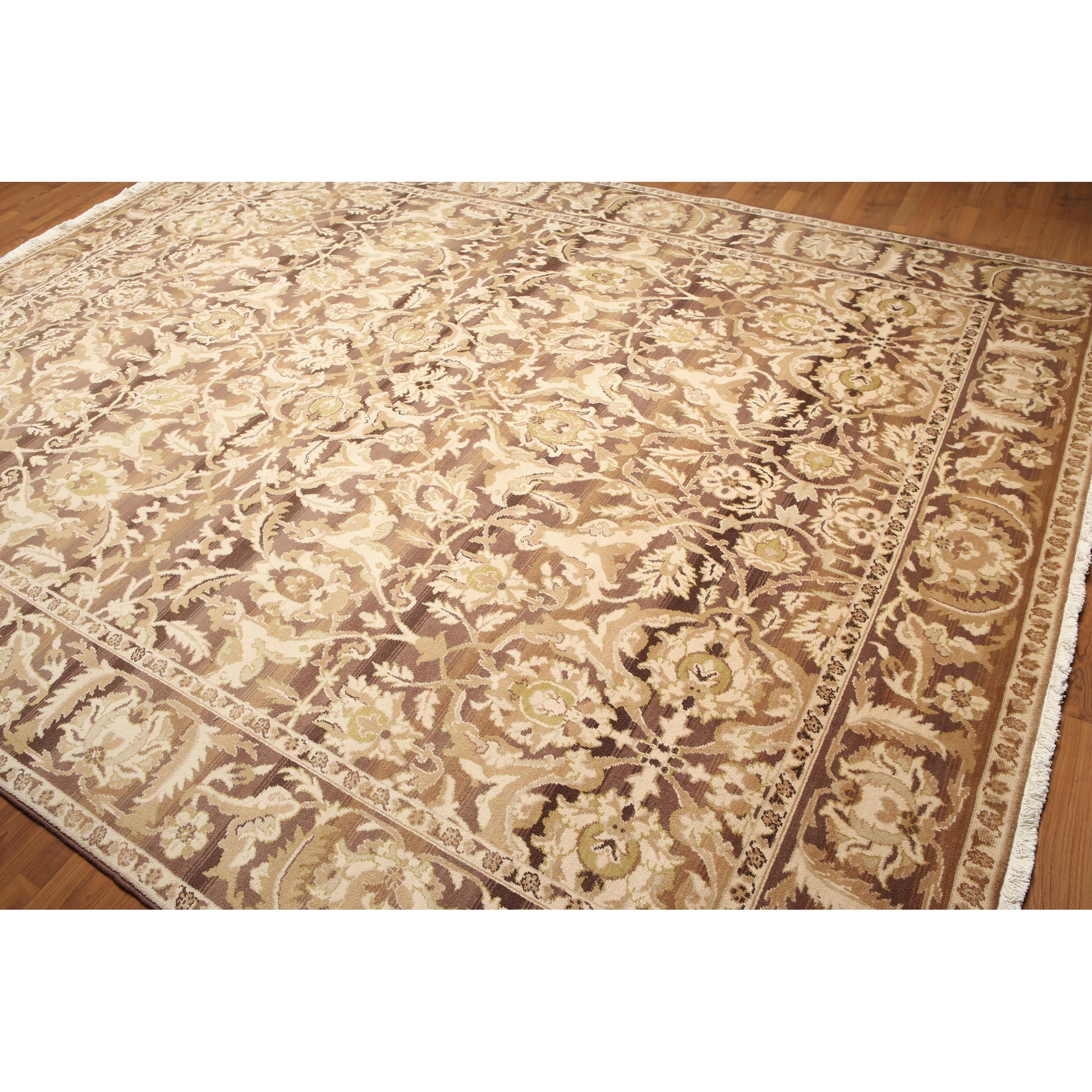 Hand Knotted Beige Chocolate Brown Light Brown Light Green Multi Oriental Rug Wool Traditional Oriental Area Rug 9x12 Overstock 31302088