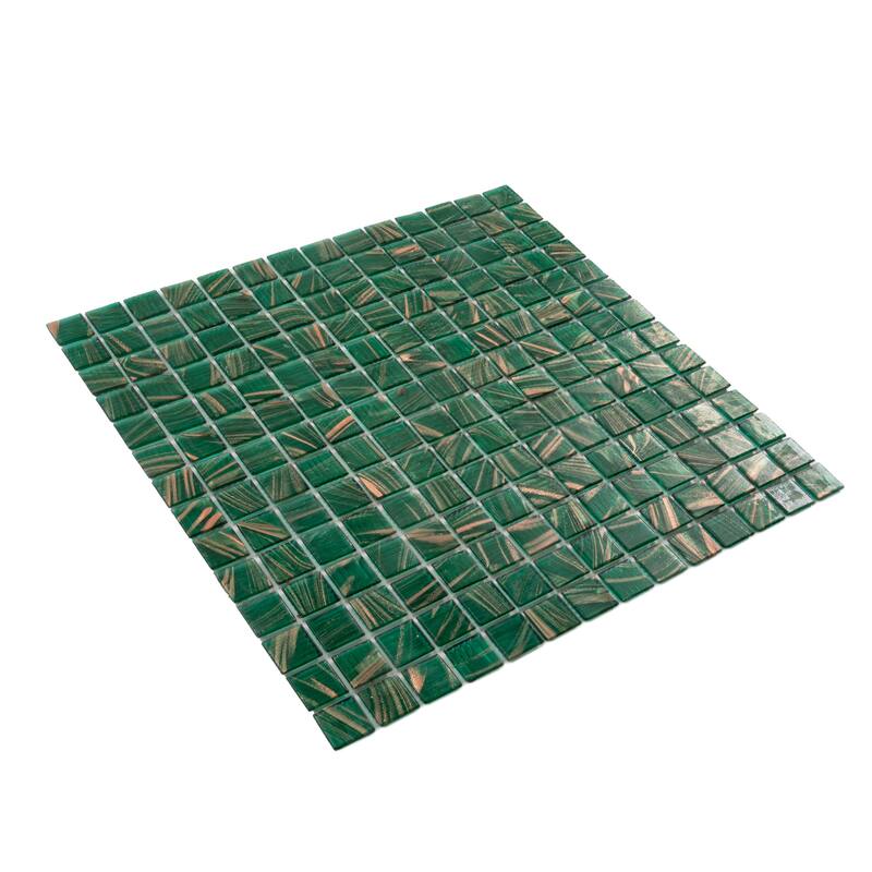 Apollo tile 12" x 12" Nacreous Glossy Cyan Blue Glass Tile (20 sq ft/case) - 20 Pack