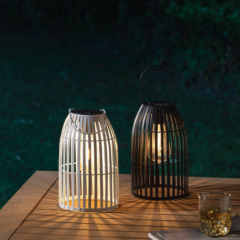 Glitzhome 9.75"H Metal Woven Solar Powered Outdoor Hanging Lantern