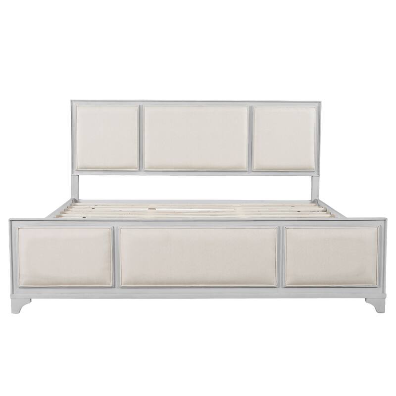 Christopher Knight Home - Hendrix Modern Farmhouse Upholstered Wood Platform Bed with Panel Headboard and Footboard