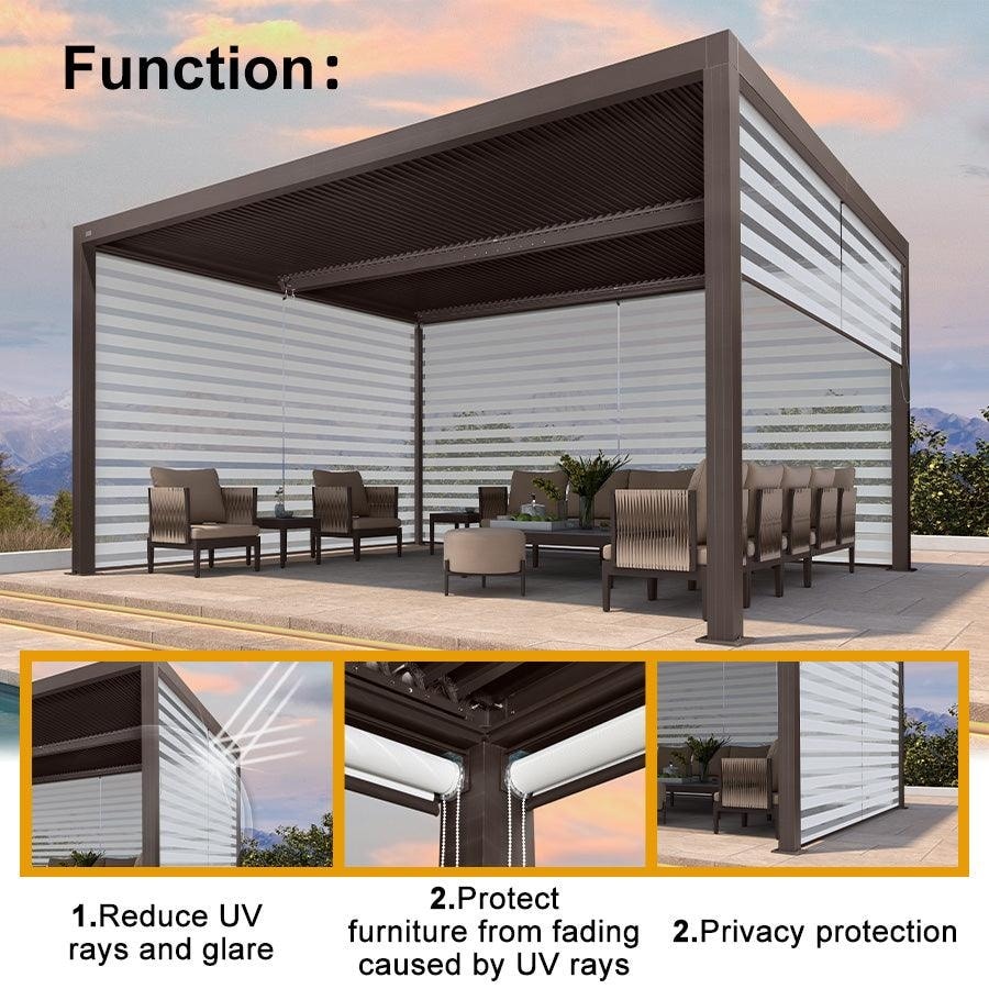PURPLE LEAF Bronze Louvered Pergola Accessories Roller Blinds