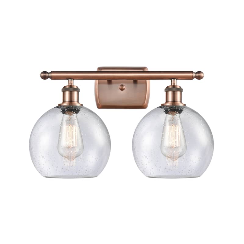 Innovations Lighting 516-2W-12-18 Athens Vanity Athens 2 Light 18" - Antique Copper / Seedy