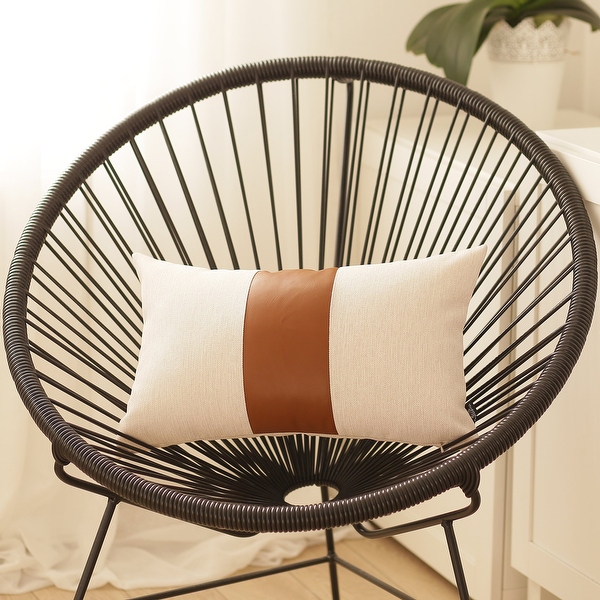 Decorative Brown Vegan Faux Leather Pillowcase Home Decor 12