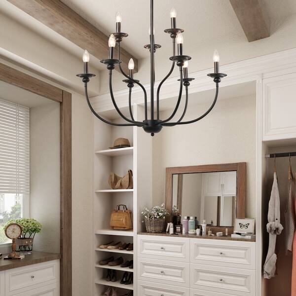 Shop Modern Farmhouse Black Metal Chandelier Pendant Lighting