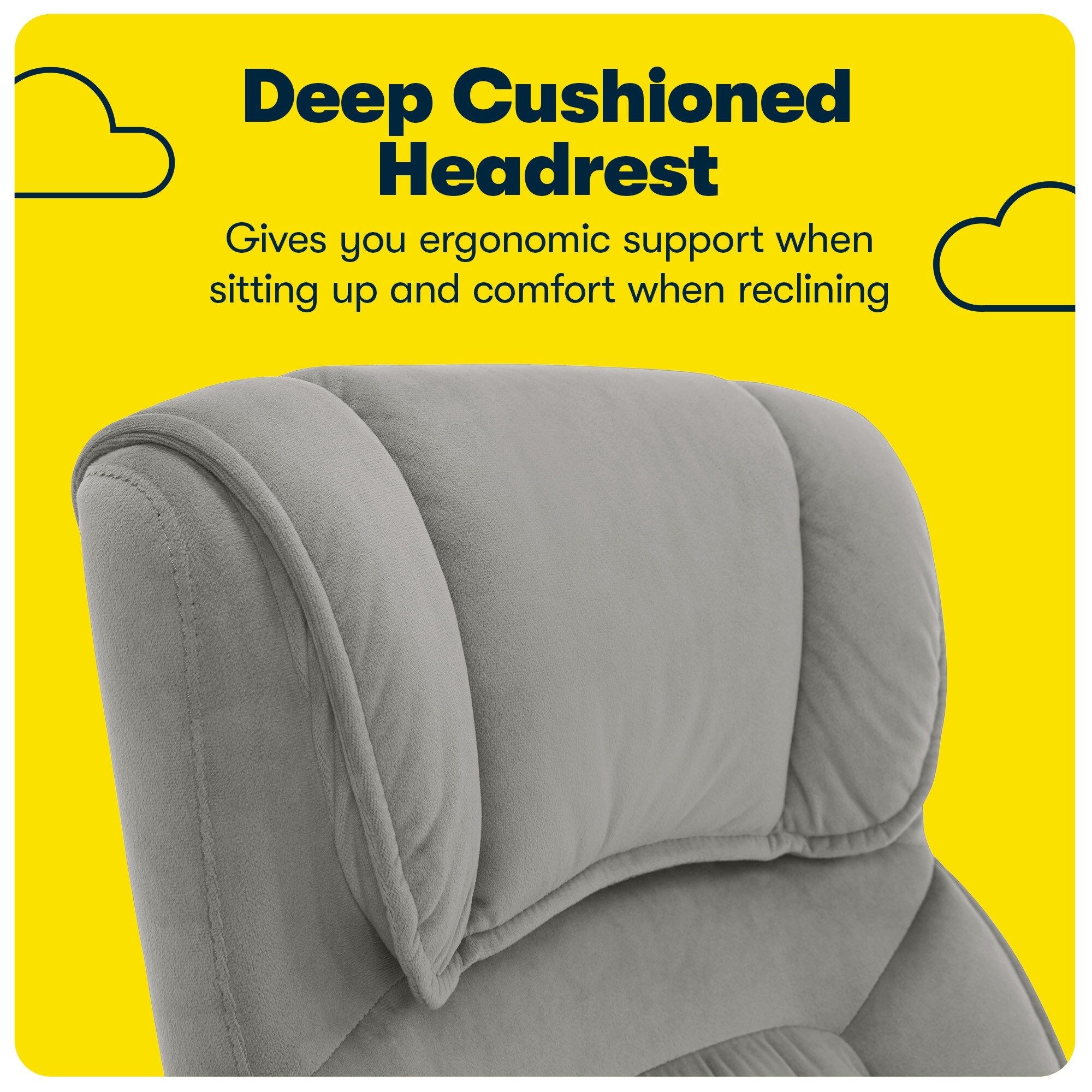 Serta Hannah Microfiber Office Chair with Headrest Pillow Charcoal Gray