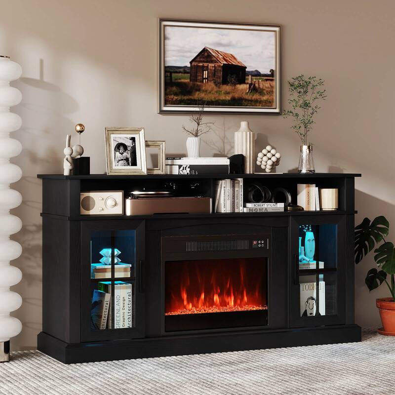 Costway 58" Fireplace TV Stand with LED Lights Entertainment Center - See Details